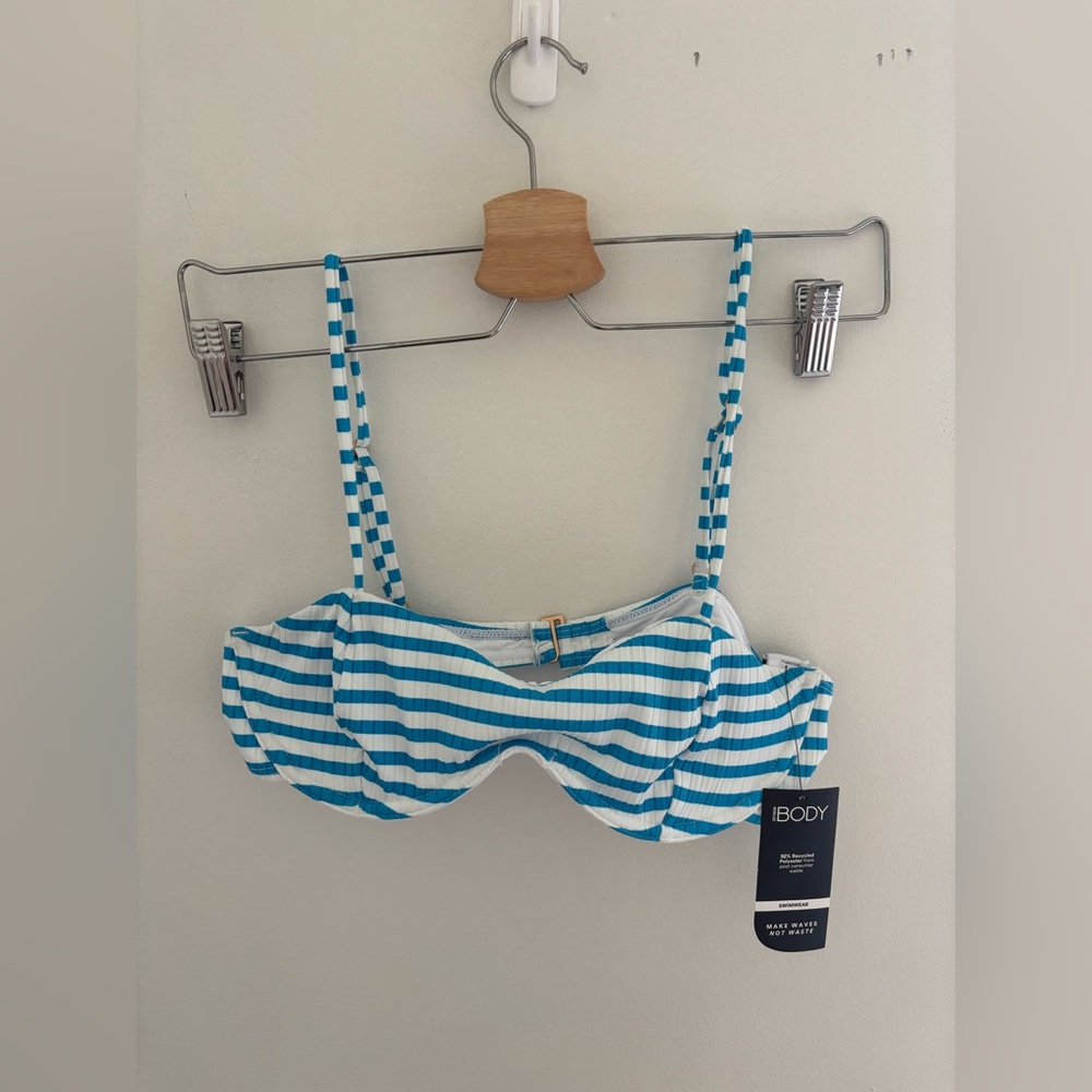 Cotton On Body Blue and White Striped Bikini Top NWT